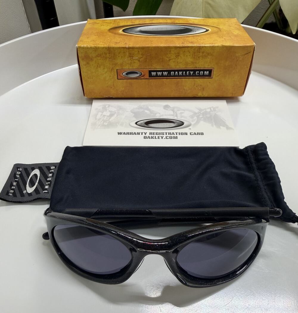 Vintage Oakley Eye Jacket 3.0 Metallic Black Frame w Gray Lens Gun metal Icons